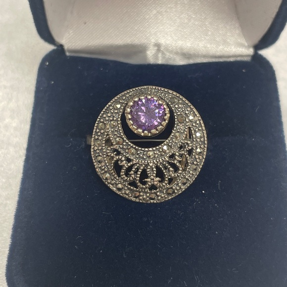 Handmade Sterling Silver Purple Stone Ring - Picture 1 of 5